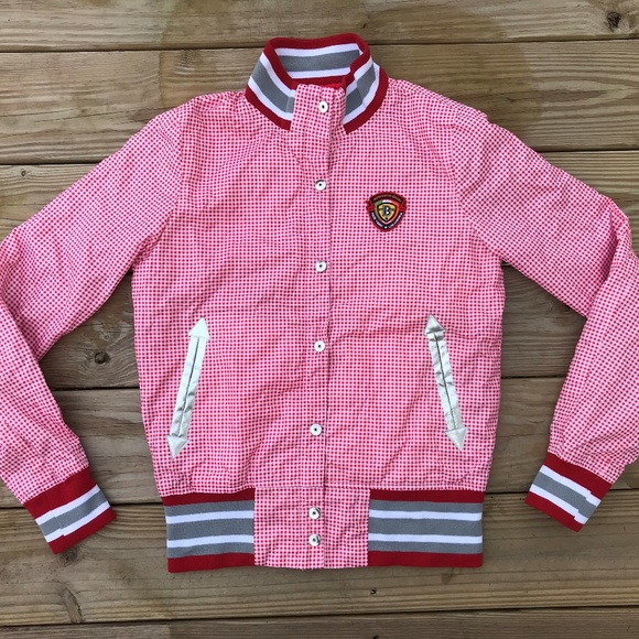 Basic Code Jackets & Blazers - Basic Code Womens Jacket Zipper Red White Basic